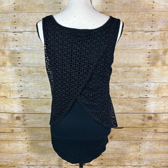 Style & Co Womens Black Cut Out Overlay Layered Tank Top Lined Sleeveless Size S - Picture 4 of 9